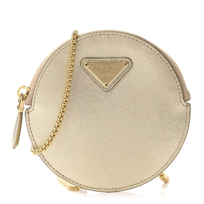 Prada Metallic Saffiano Mini Pouch Pirite 1 of 9