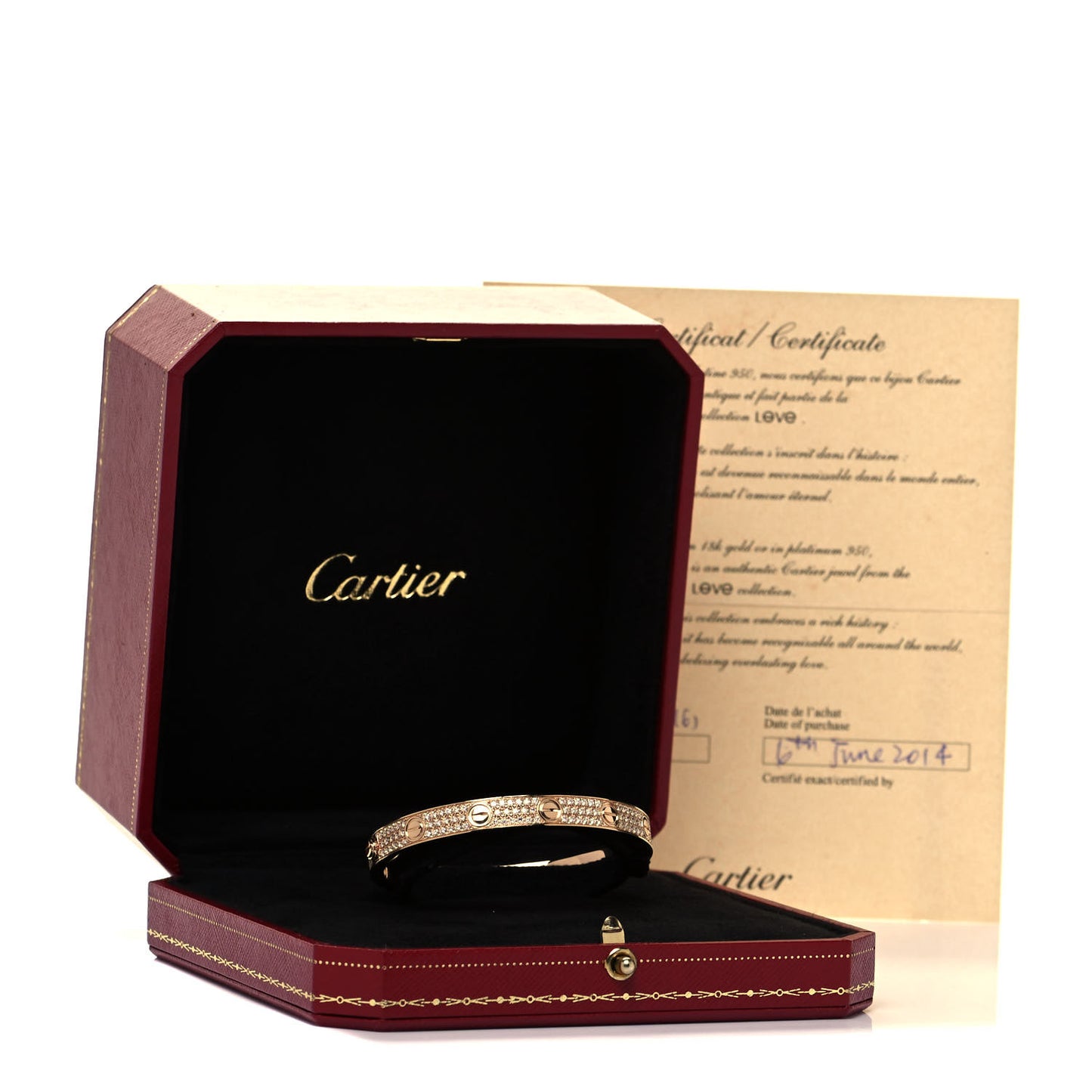 18K Pink Gold Diamond LOVE Paved Bracelet 16