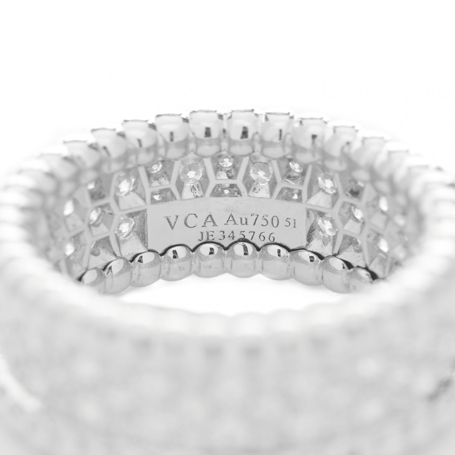 Van Cleef & Arpels 18K White Gold Diamond Perlee 3-Row Ring 51 5.75 4 of 5