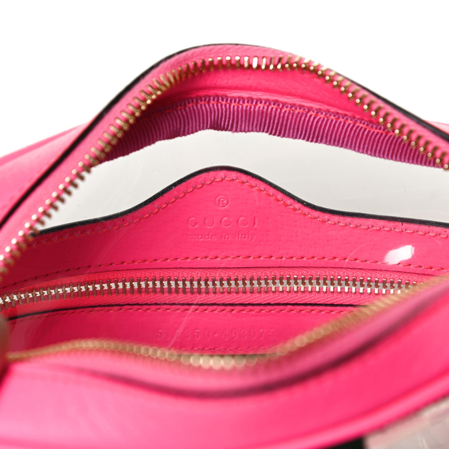 Vinyl Web Mini Ophidia Transparent Shoulder Bag Fluorescent Fuchsia