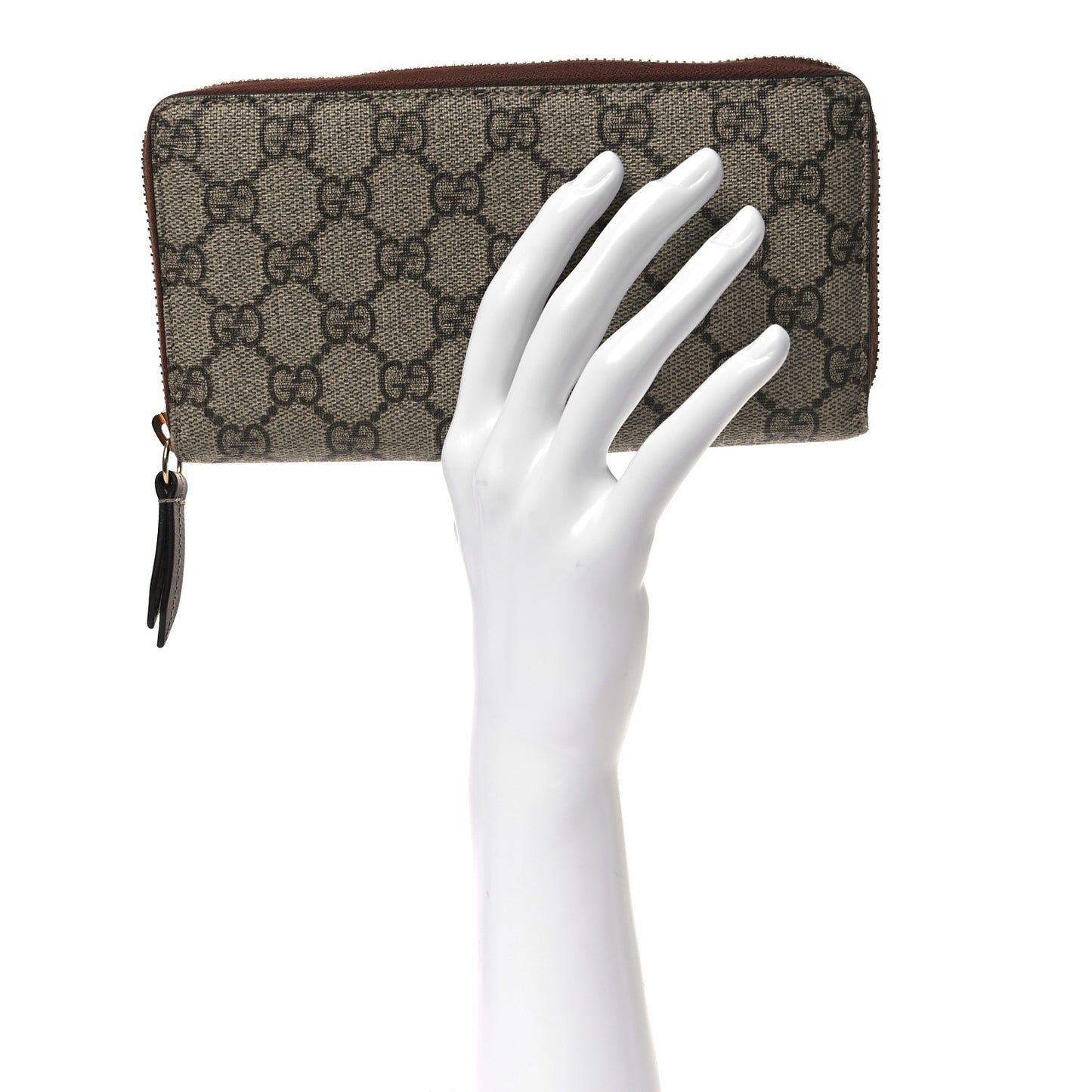 GG Supreme Monogram Cuoio Toscano Zip Around Wallet Beige Ebony Cuir