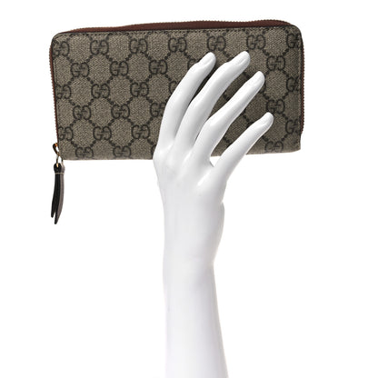 Gucci GG Supreme Monogram Cuoio Toscano Zip Around Wallet Beige Ebony Cuir 2 of 9