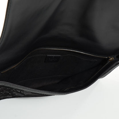 Gucci Leather Brocade Soft Stirrup Clutch Black 5 of 7