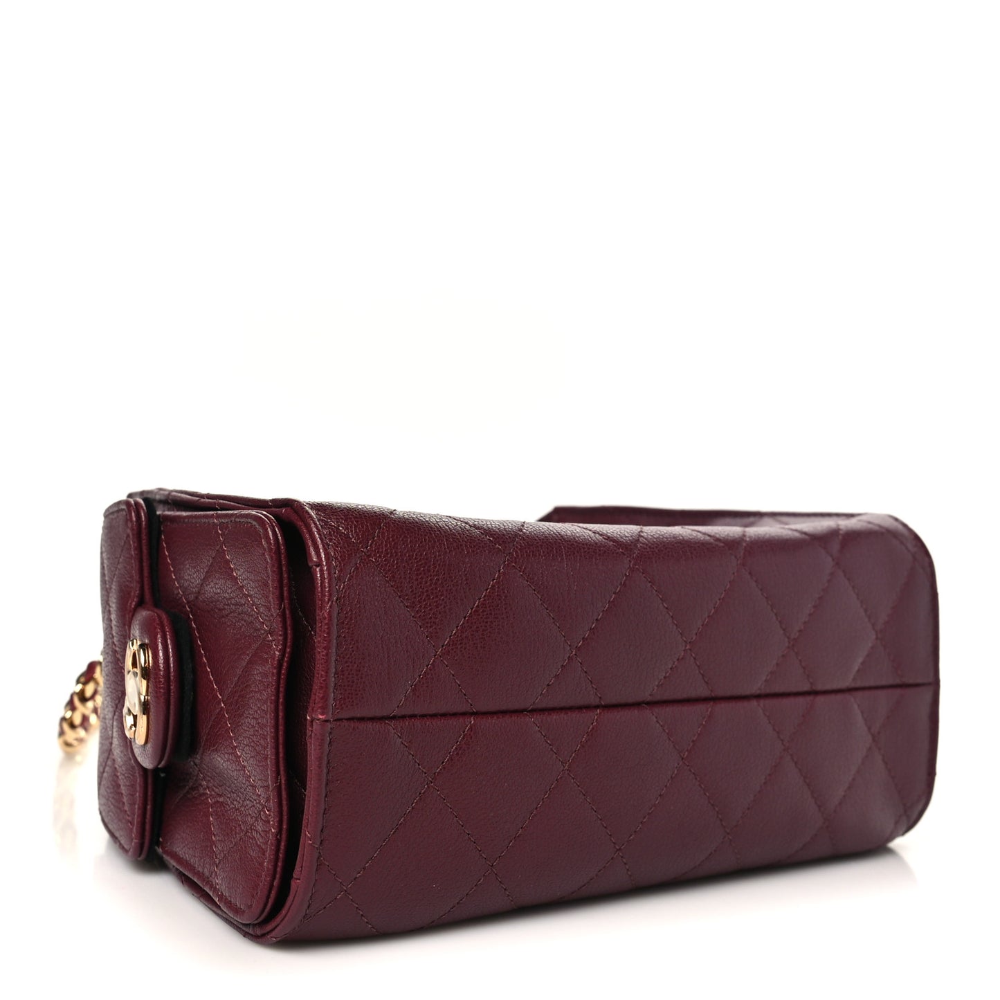 Grained Calfskin Quilted Mini Chanel 25 Handbag Dark Burgundy