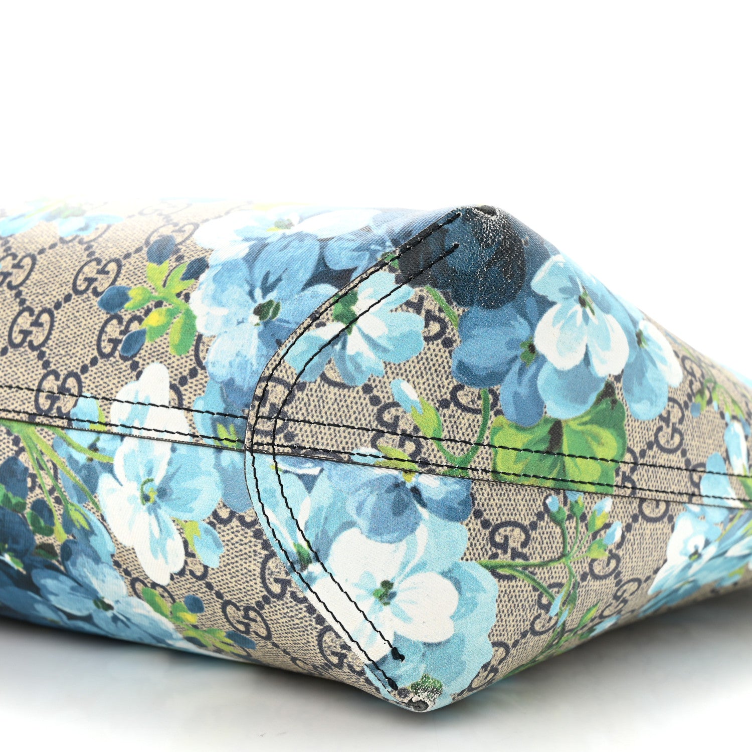 Gucci GG Supreme Monogram Blooms Medium Reversible Tote Beige Blue Navy 16 of 22