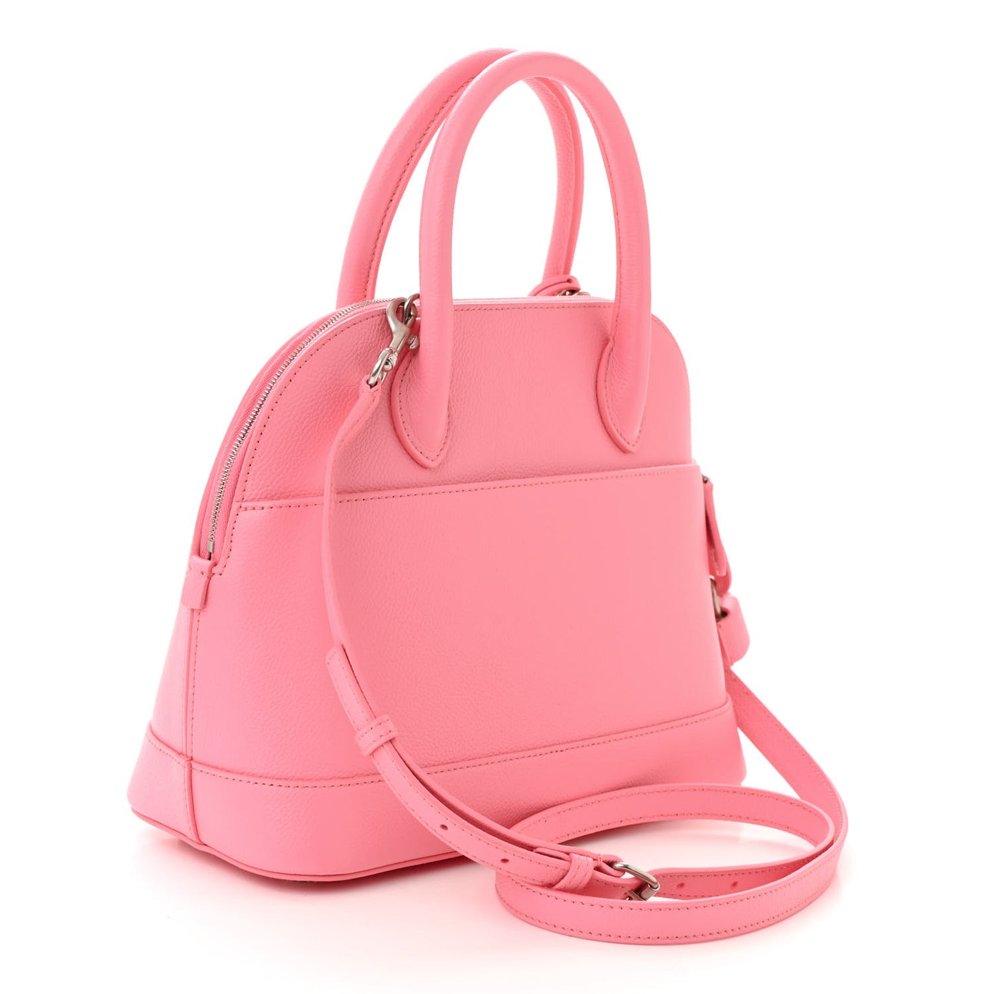 Signature Grained Calfskin Logo S Ville Top Handle Bag Rose Bubblegum Black