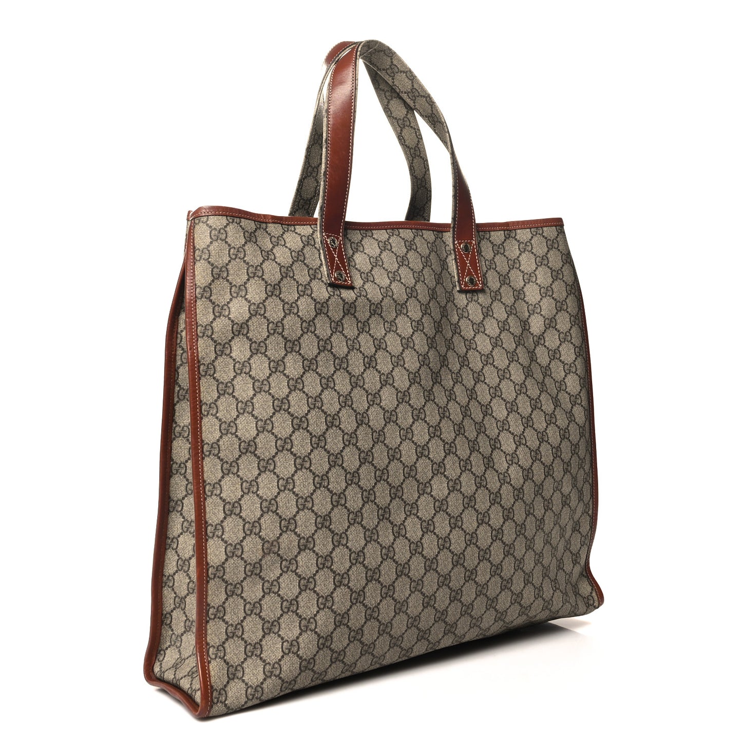 GG Plus Monogram Large Signature Web Loop Tote Brown