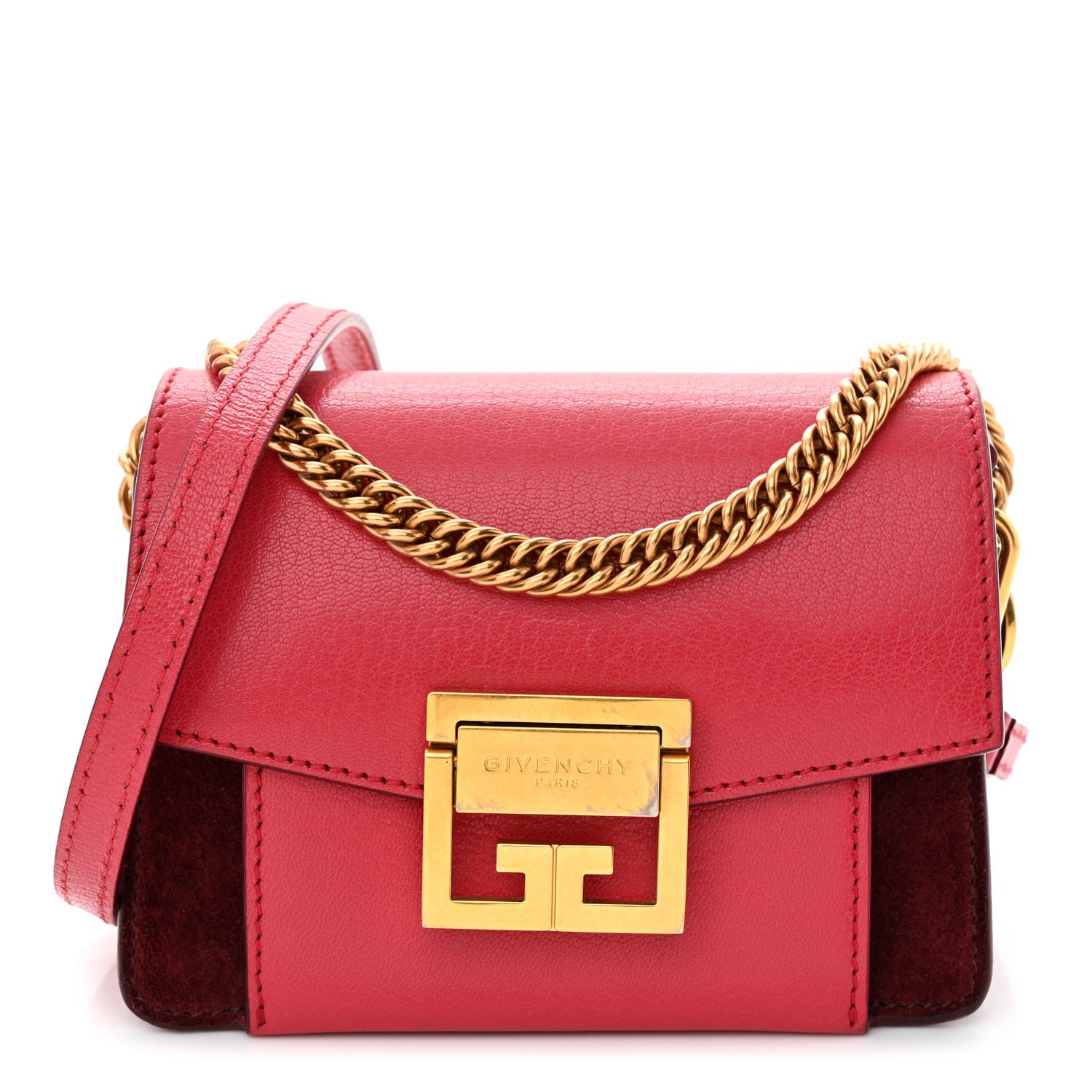 Givenchy Goatskin Suede Mini GV3 Shoulder Bag Pink Aubergine 2 of 19