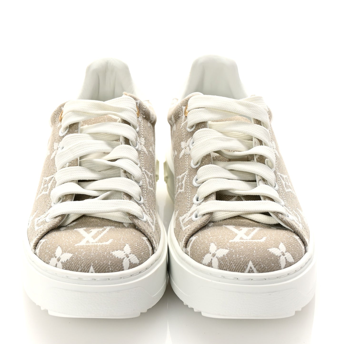 Denim Monogram Time Out Sneakers 36 Beige