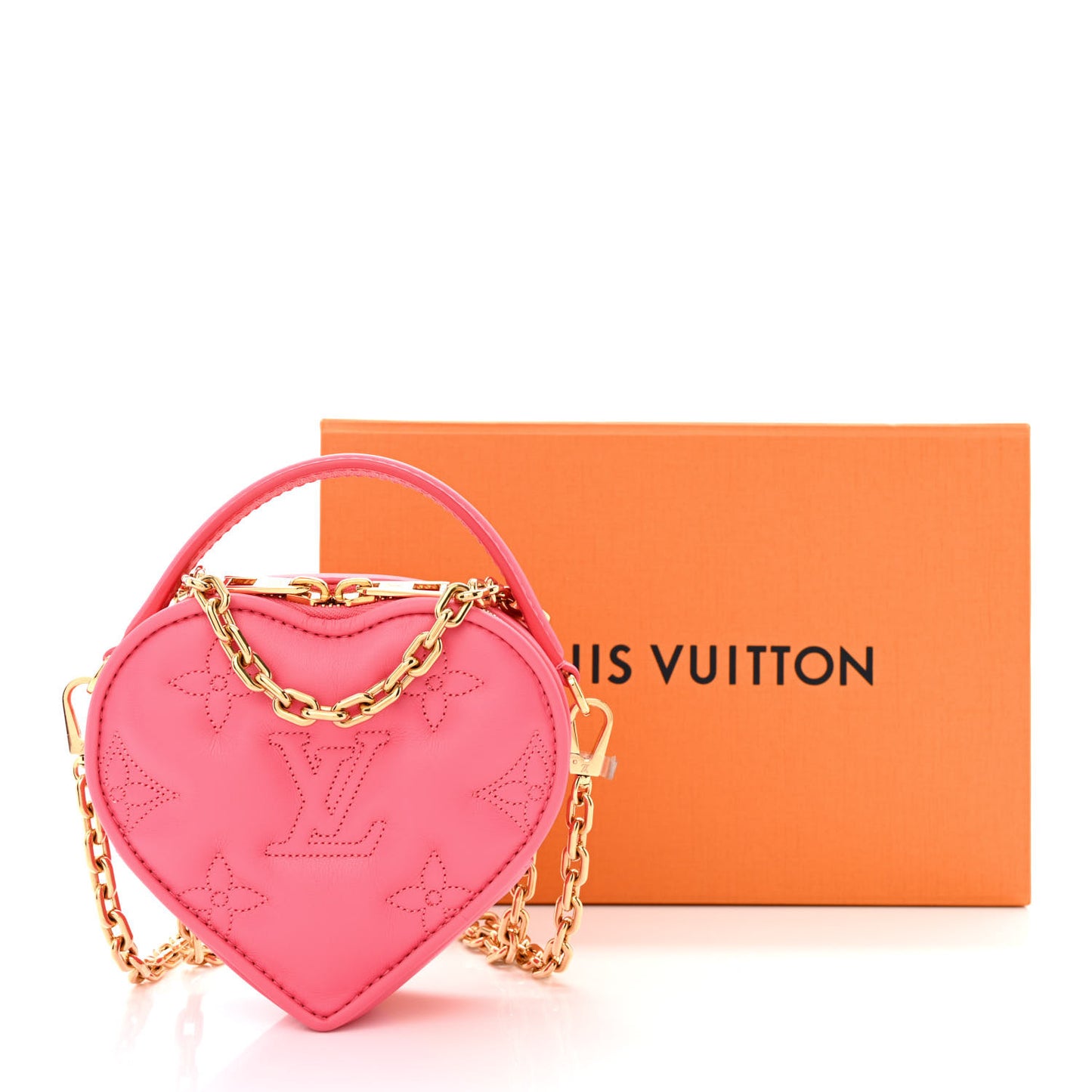 Calfskin Embroidered Monogram Pop My Heart Bag Pouch Dragon Fruit Pink