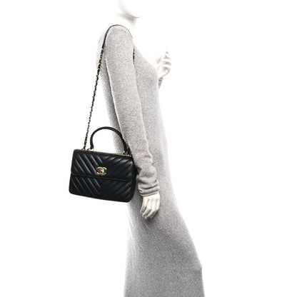 Chanel Lambskin Chevron Quilted Small Trendy CC Flap Dual Handle Bag Black 2 of 10