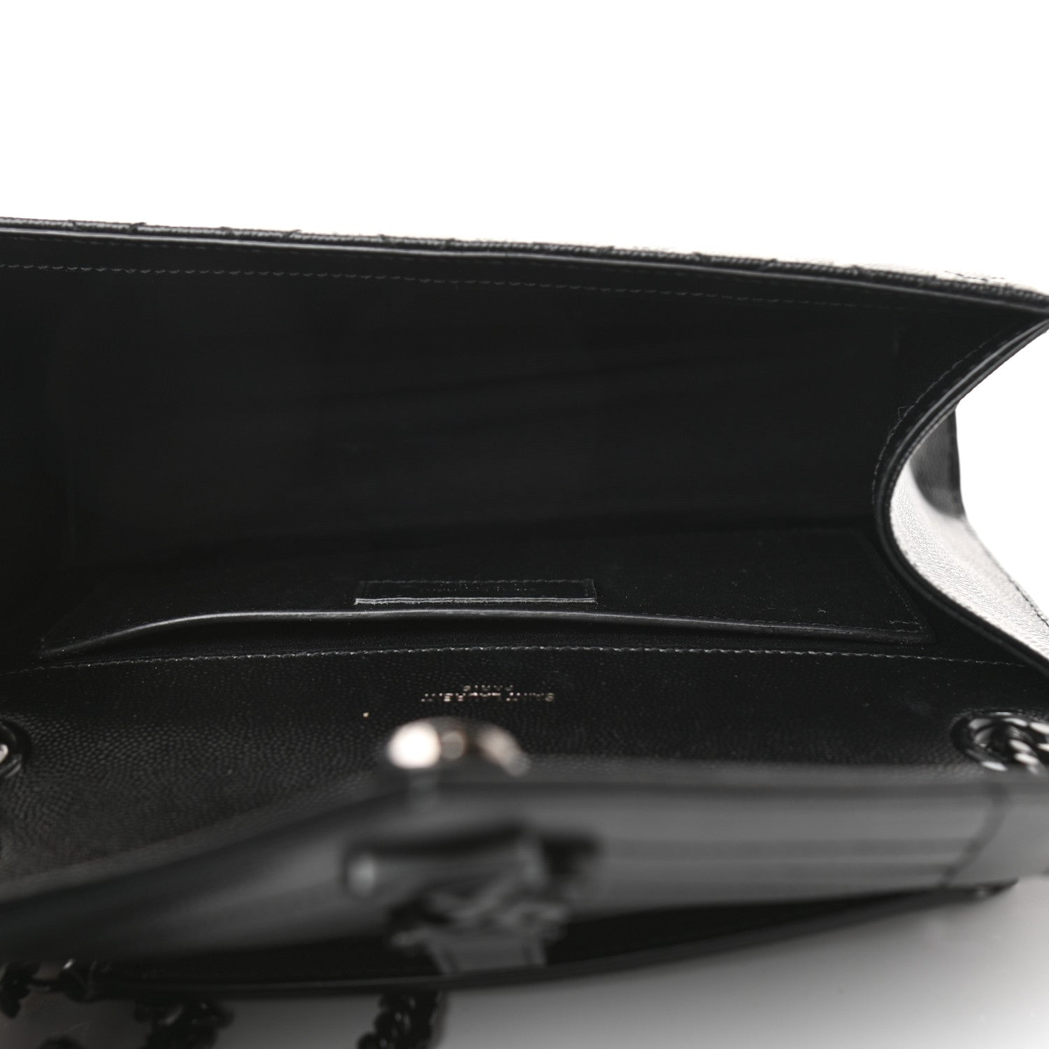 Saint Laurent Grain De Poudre Textured Mixed Matelasse Triquilt Medium Monogram Satchel Black 5 of 7