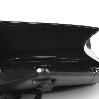 Saint Laurent Grain De Poudre Textured Mixed Matelasse Triquilt Medium Monogram Satchel Black 5 of 7