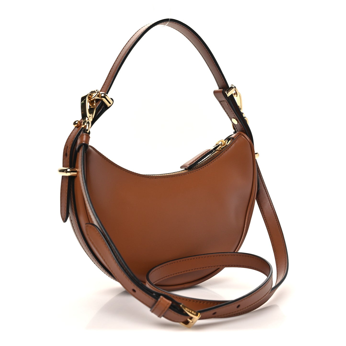 Soft Calfskin Mini Arque Shoulder Bag Cognac