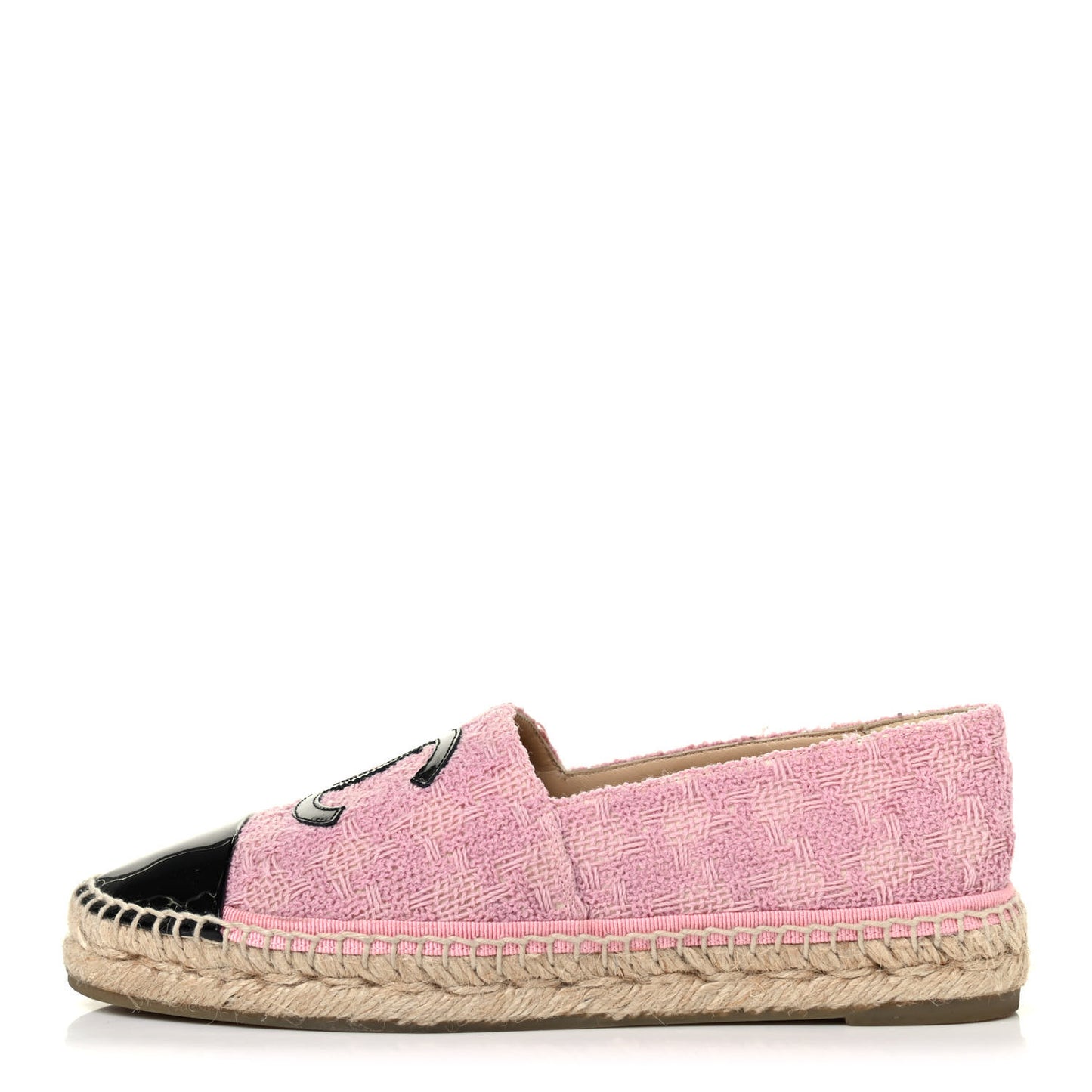 Tweed Patent CC Espadrilles 38 Pink Black