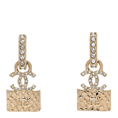 Chanel Crystal CC Quilted Flap Bag Drop Earrings Gold 1 of 5