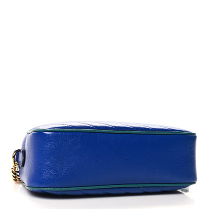 Gucci Azalea Calfskin Enamel Matelasse Diagonal Small Torchon GG Marmont Chain Shoulder Bag Imperial Blue Pavone 4 of 10