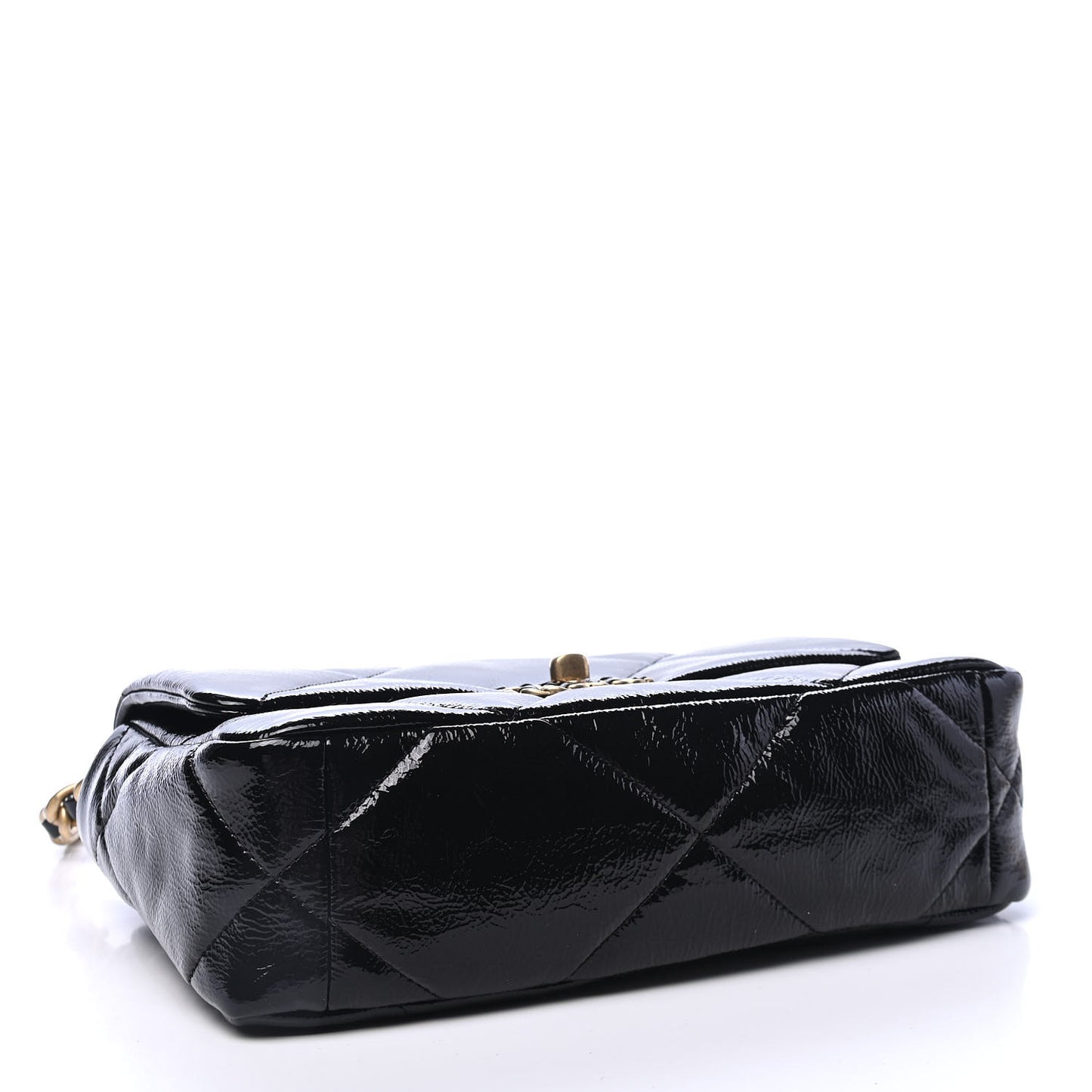 Shiny Crumpled Calfskin Quilted Medium Chanel 19 Flap Black