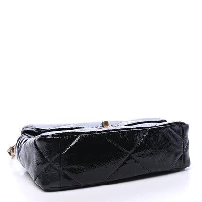 Chanel Shiny Crumpled Calfskin Quilted Medium Chanel 19 Flap Black 3 of 4