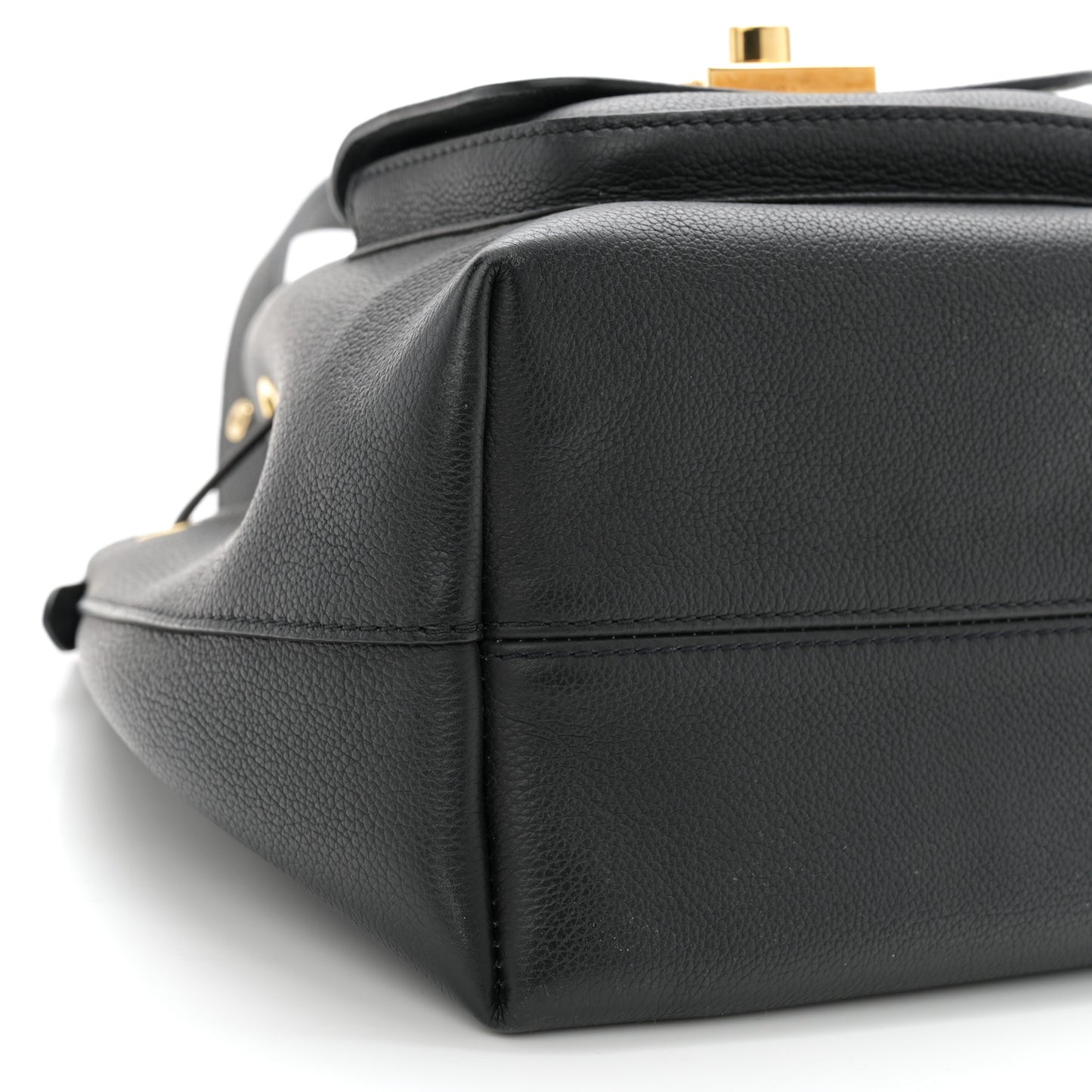 Calfskin Lockme Bucket MM Black