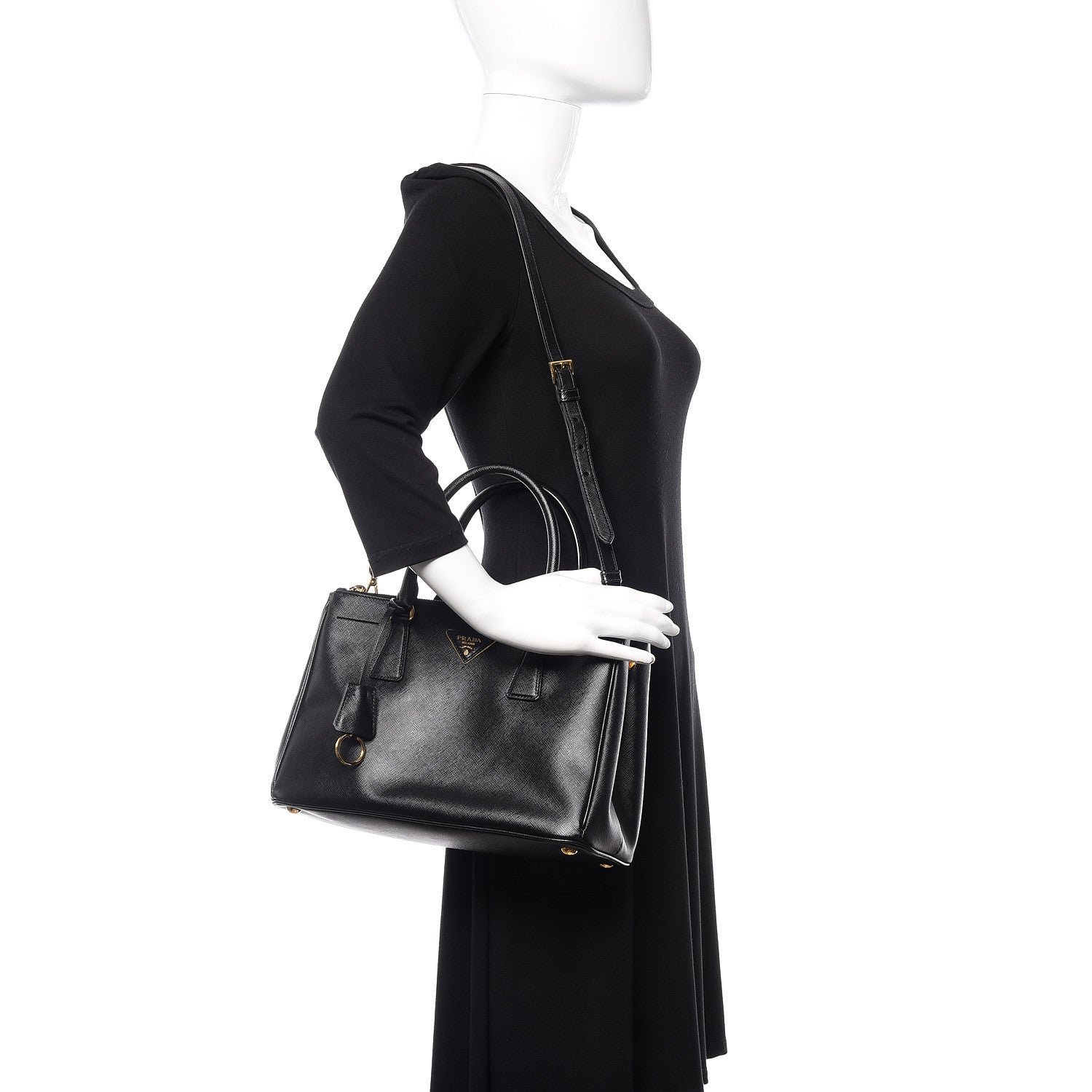 Prada Saffiano Small Galleria Double Zip Tote Black 2 of 10