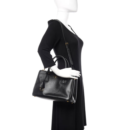 Prada Saffiano Small Galleria Double Zip Tote Black 2 of 10