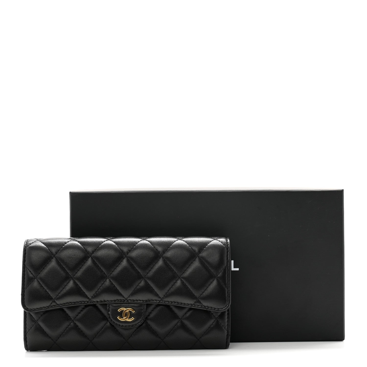 Chanel Lambskin Quilted Large Gusset Flap Wallet Black 15 of 15
