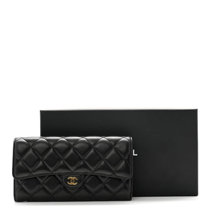 Chanel Lambskin Quilted Large Gusset Flap Wallet Black 15 of 15