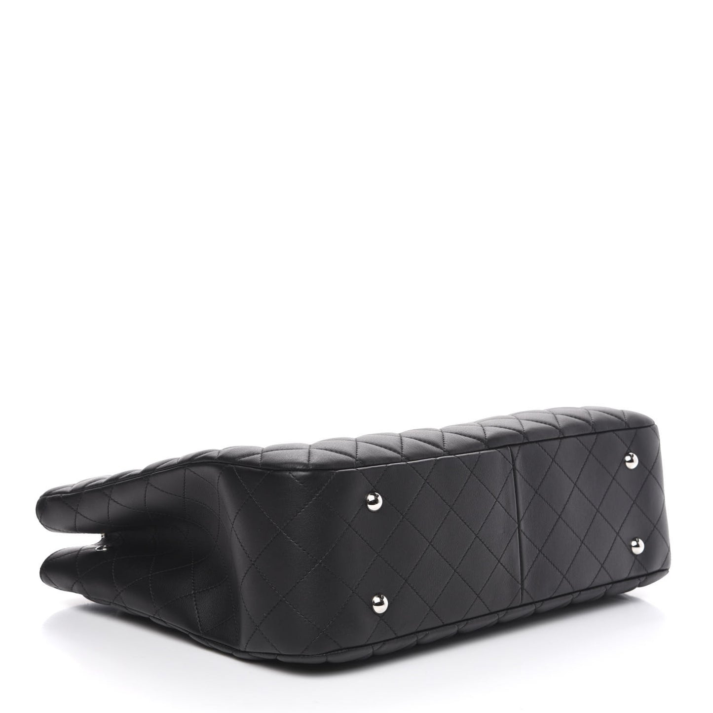 Calfskin Quilted Large Classic Shopping Tote Black