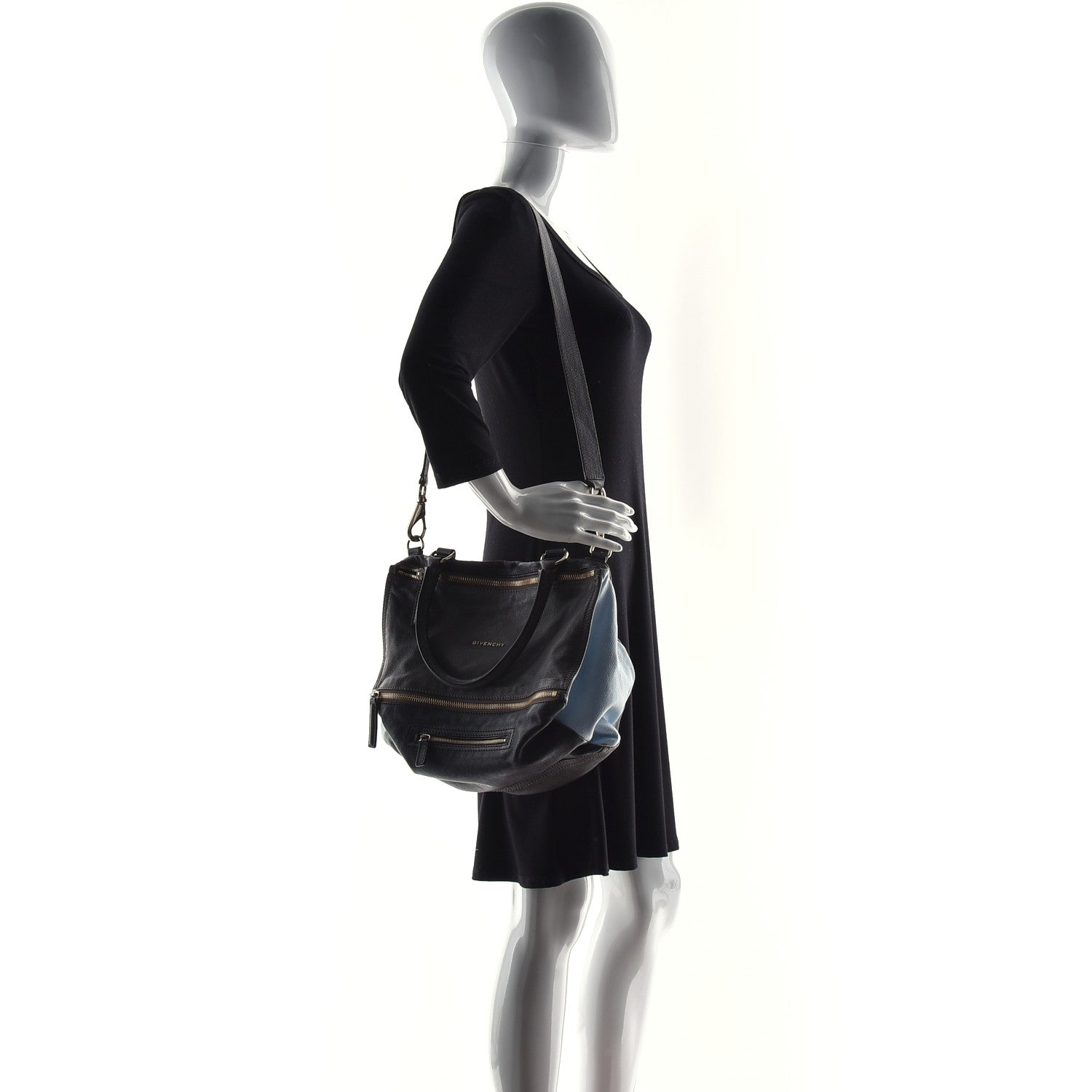 Givenchy Sugar Goatskin Medium Tri-Color Pandora Blue Grey Black 2 of 16