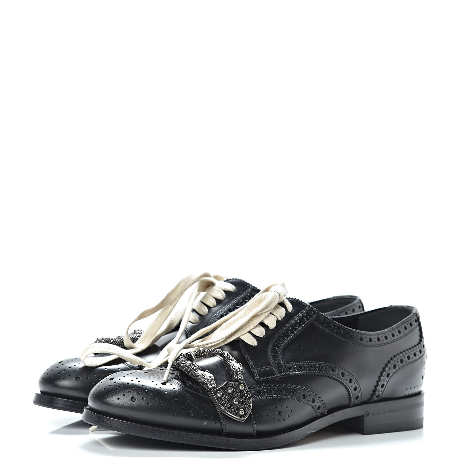 Gucci Calfskin Bee Embroidered Mens Queercore Brogue Derby Shoes 9.5 Black 3 of 9