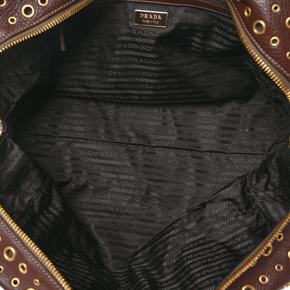 Prada Vitello Daino Grommet Satchel Bruciato 5 of 8