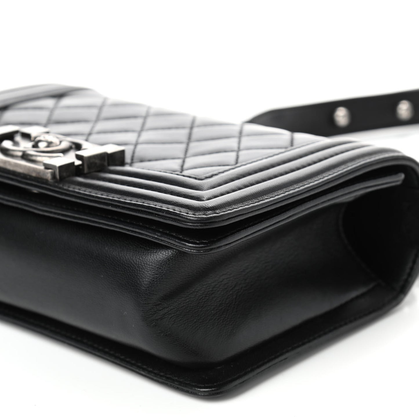 Lambskin Quilted Small Boy Flap Black