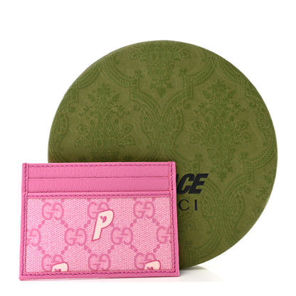 Gucci X PALACE GG Supreme Monogram Palace Textured Dollar Calfskin Card Holder Pink Pale Rose Palace 8 of 8
