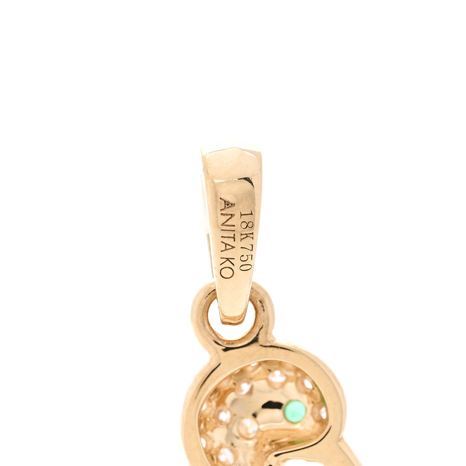 Anita Ko 18K Yellow Gold Diamond Emerald Swan Pendant 4 of 5