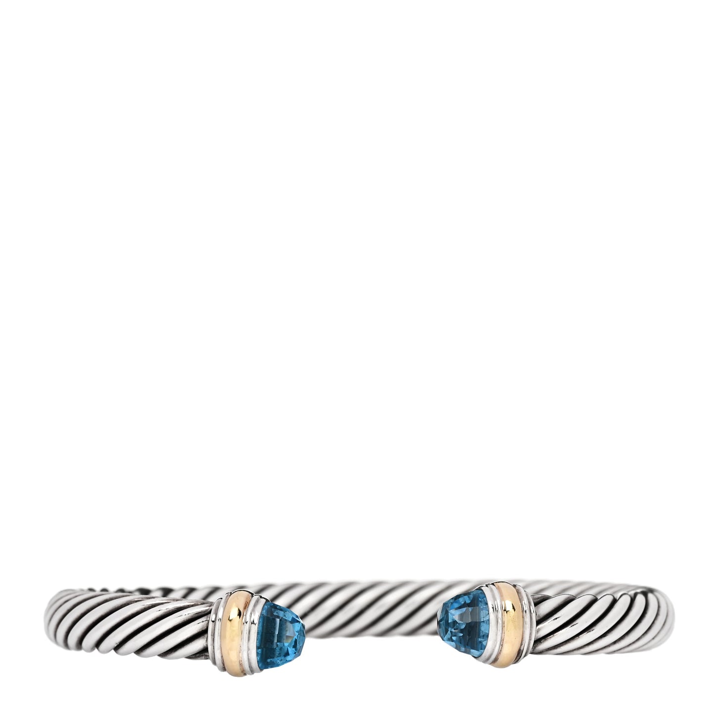 Sterling Silver 14K Yellow Gold Blue Topaz 7mm Cable Classics Bracelet