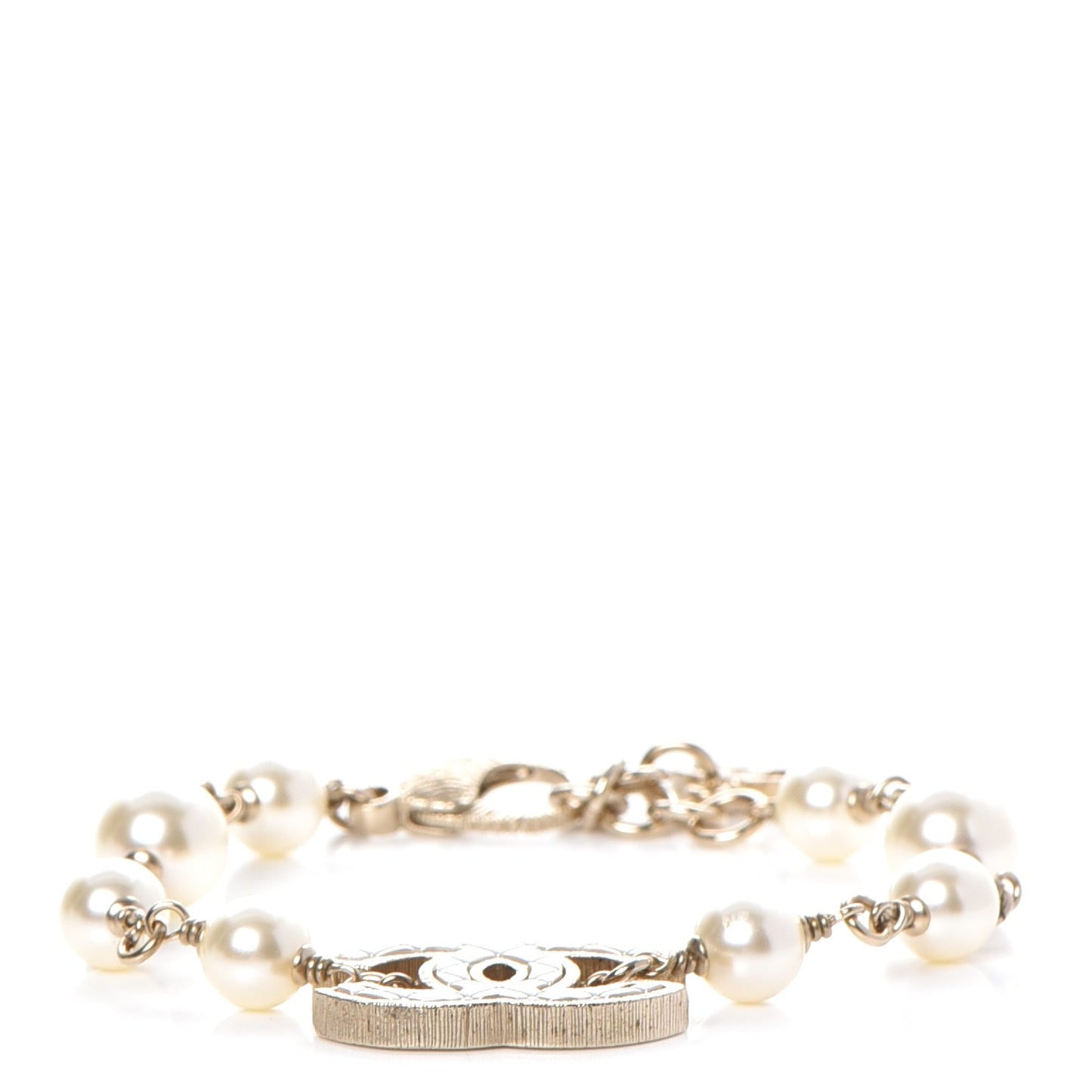 Pearl Quilted CC Bracelet Gold