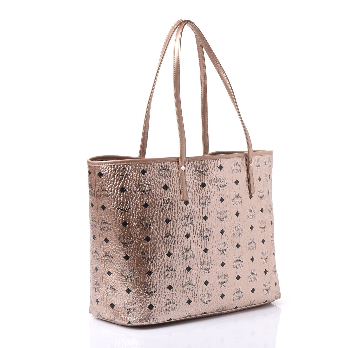 Metallic Visetos Medium Anya Shopper Tote Champagne Gold