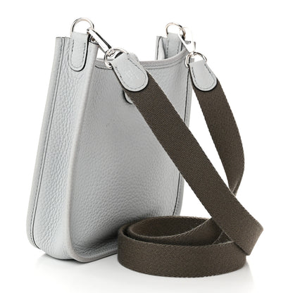 Hermes Taurillon Clemence Amazone Evelyne TPM Bleu Pale Etain 3 of 12