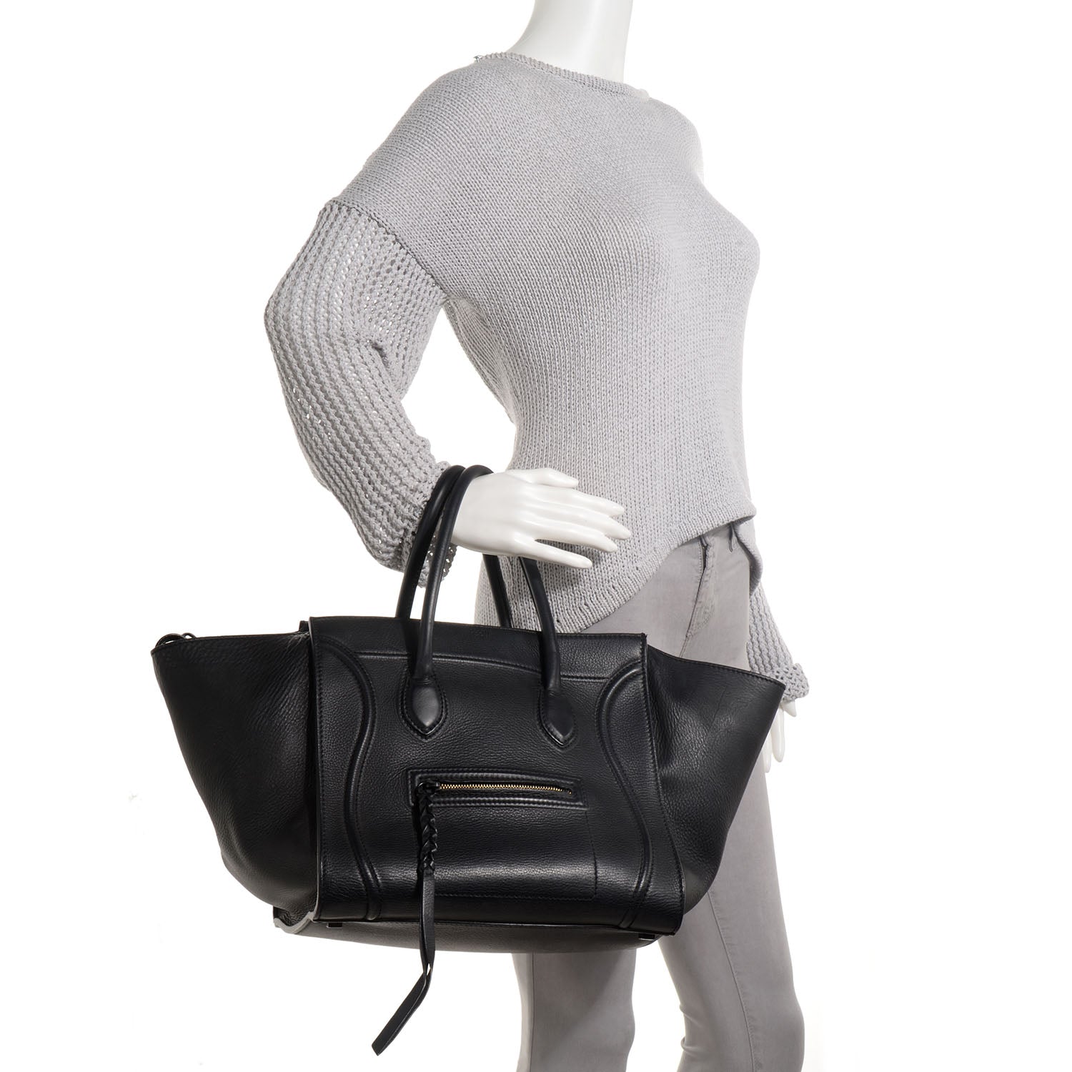 Celine Supple Calfskin Medium Phantom Luggage Black 2 of 9