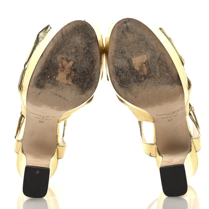 Jimmy Choo Metallic Calfskin Heloise Ankle Strap 120mm Platform Sandals 37 Gold 6 of 13