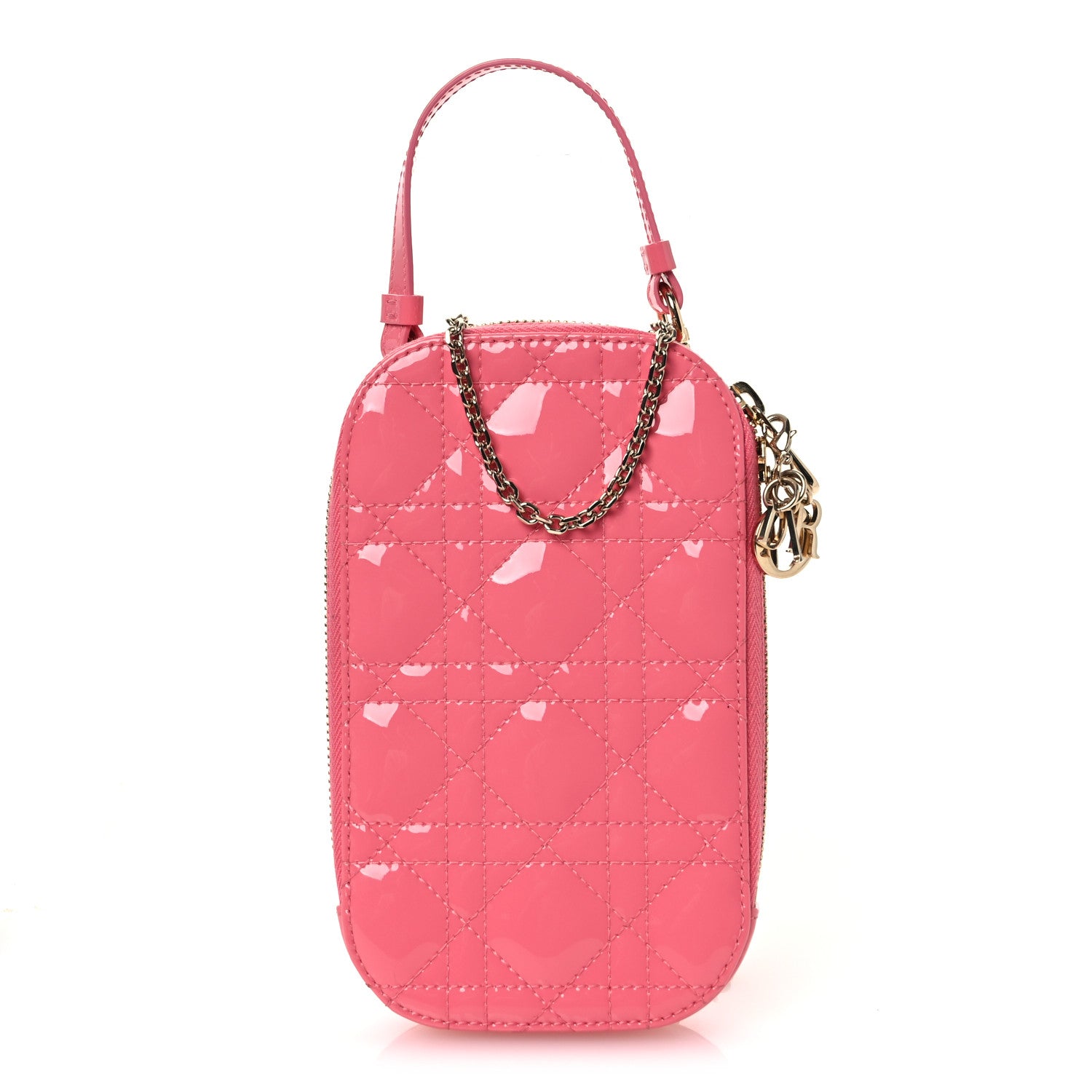 Christian Dior Patent Cannage Lady Dior Phone Holder Pink 1 of 11