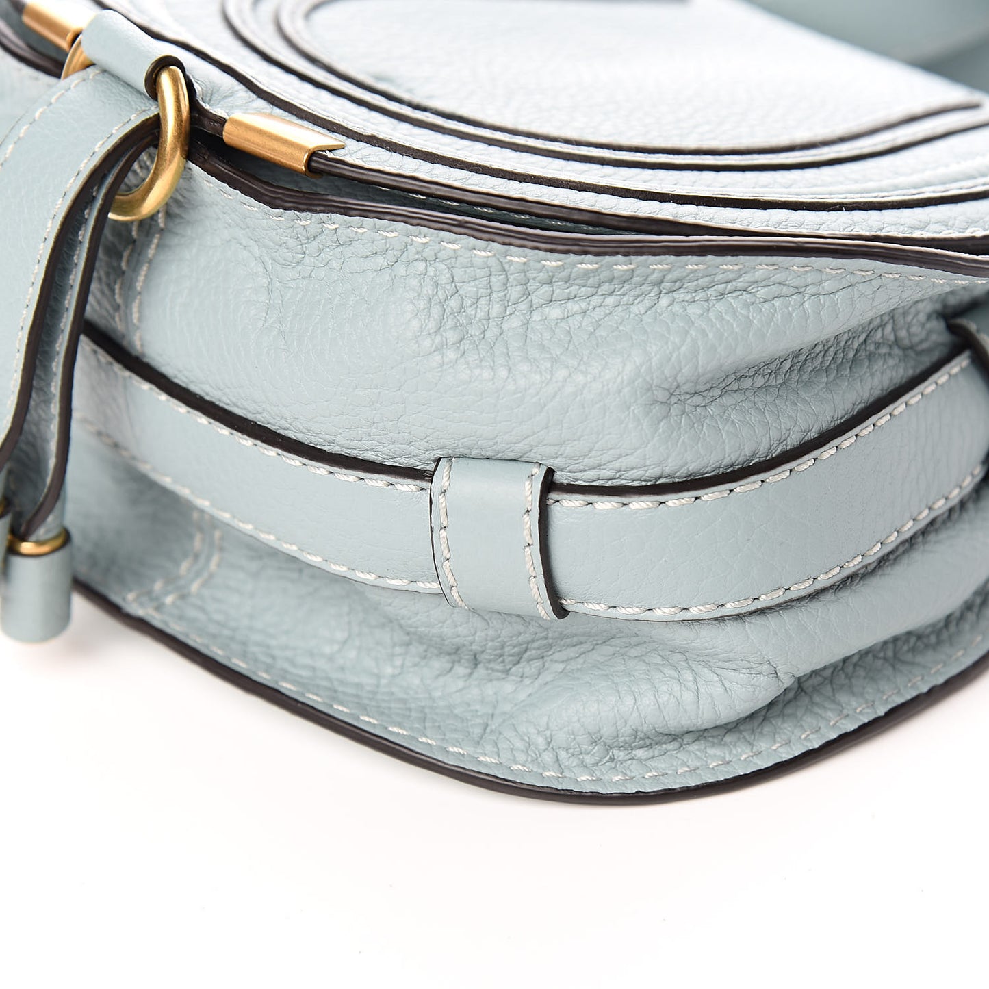 Calfskin Mini Marcie Round Crossbody Bag Faded Blue