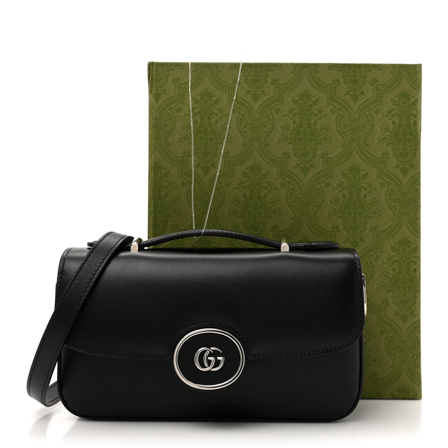 Senna Calfskin Petite GG Top Handle Shoulder Bag Black