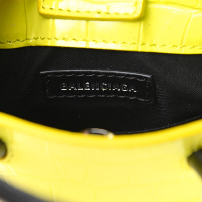 Balenciaga Calfskin Crocodile Embossed Logo Shopping Phone Holder Bag Lime 6 of 10