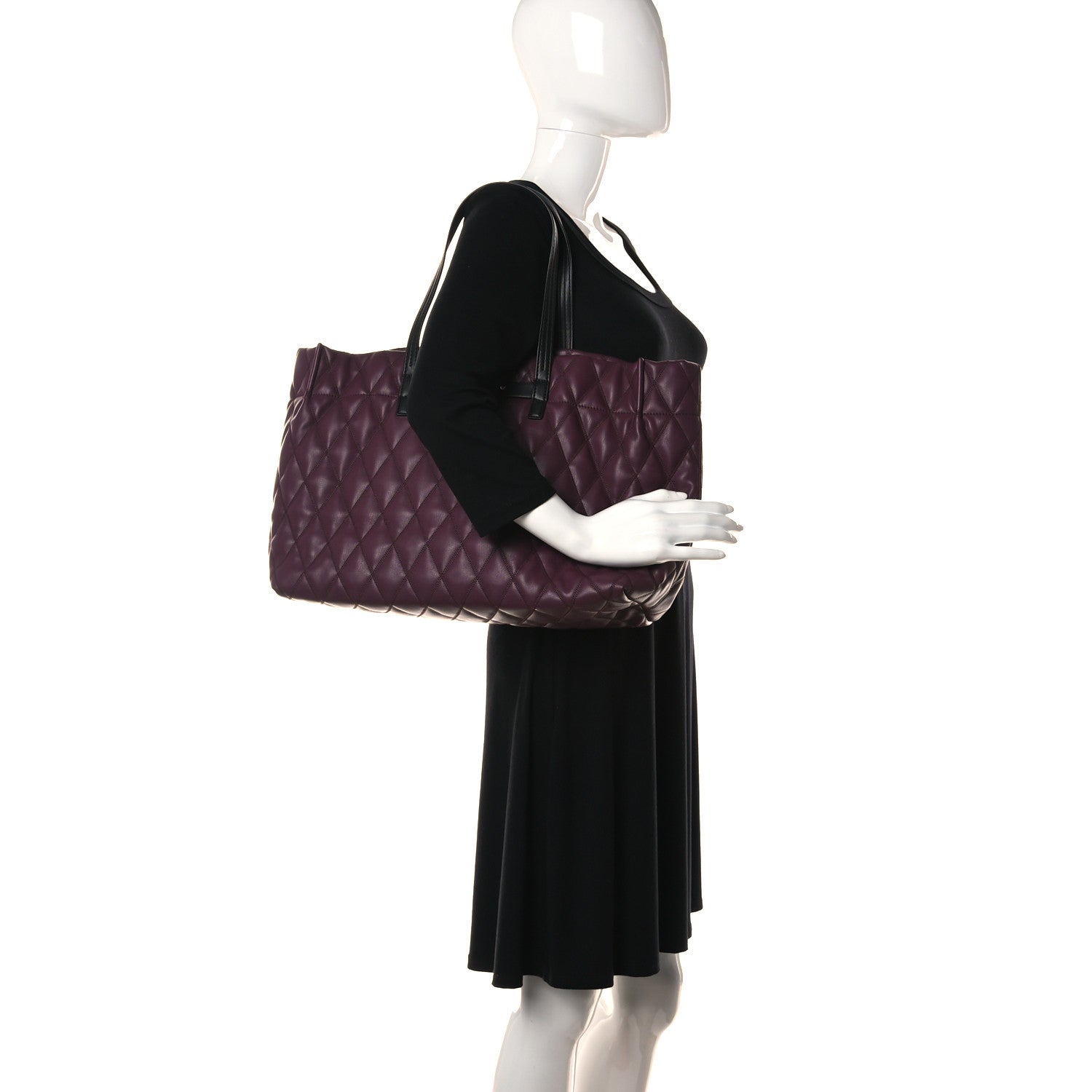 Givenchy Rubber Effect Canvas Quilted Duo Shopper Tote Aubergine 2 of 13