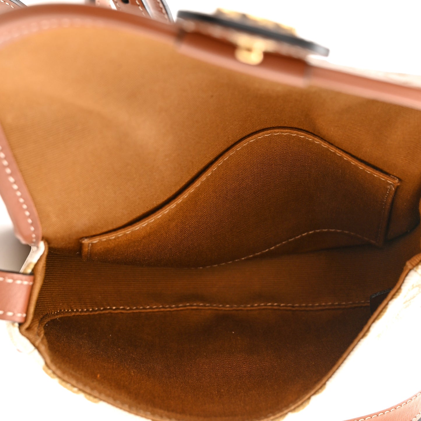 Triomphe Canvas Calfskin Mini Besace Bag White