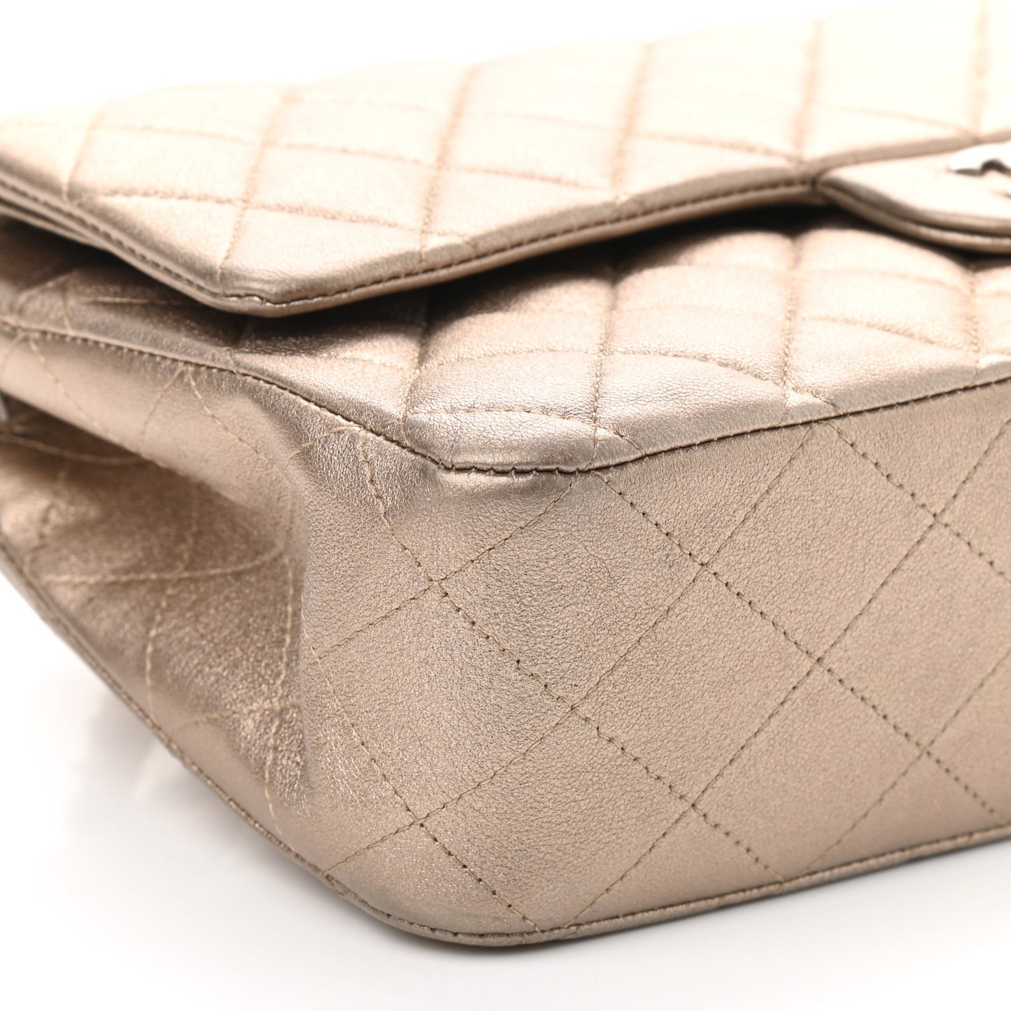 Metallic Lambskin Quilted Medium Double Flap Pink