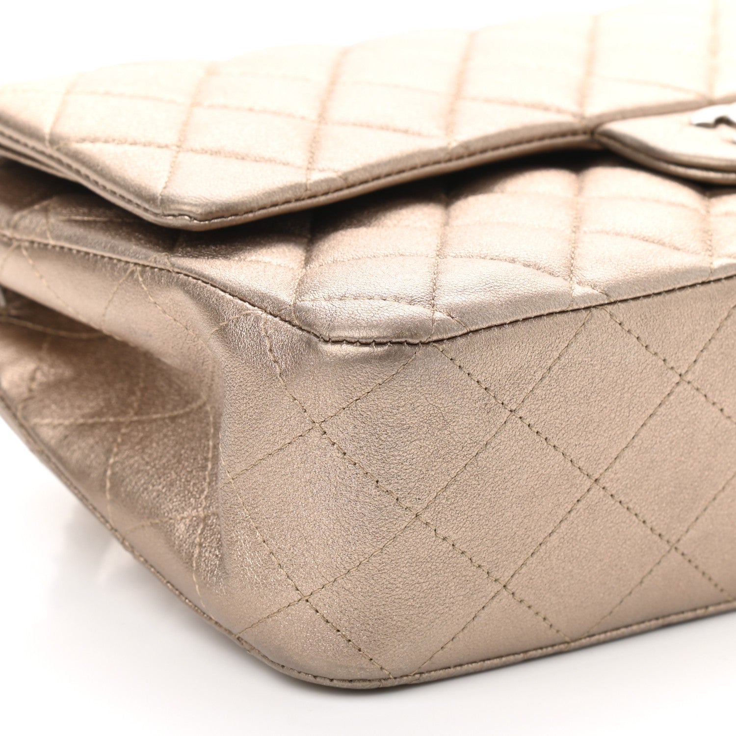 Chanel Metallic Lambskin Quilted Medium Double Flap Pink 9 of 10