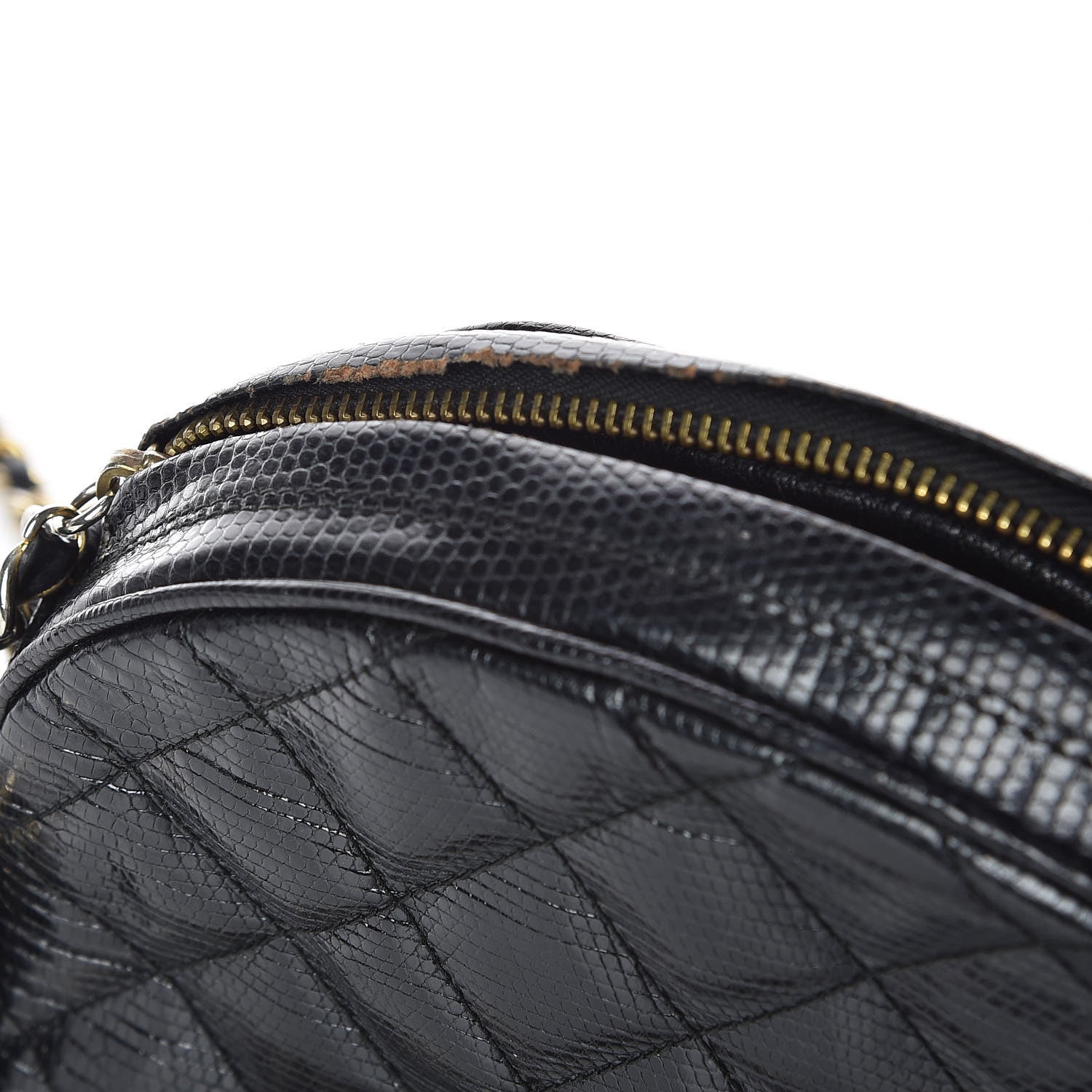 Chanel Lizard Quilted Small Tassel Camera Case Black 14 of 16